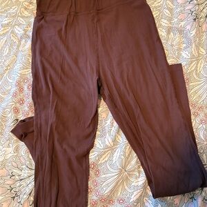 Outdoor Voices Chocolate Brown Ribbed Flared Leggings